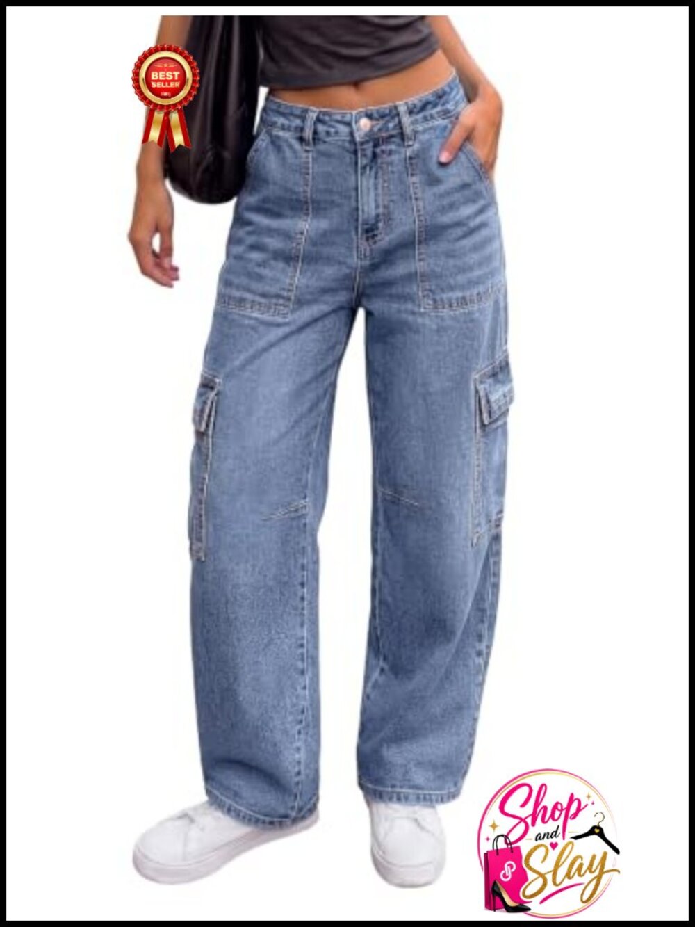 Barrel Pants Wide Leg Baggy Denim Cargo Jeans Casual Utility Trousers